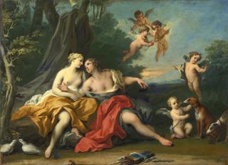 Venus and Adonis with Cupids