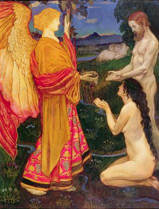 The Angel Offering the Fruits of the Garden of Eden to Adam and Eve