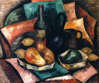 Still Life with Bottle and Pitchers