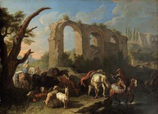 Italian Landscape with Cattle and Goats