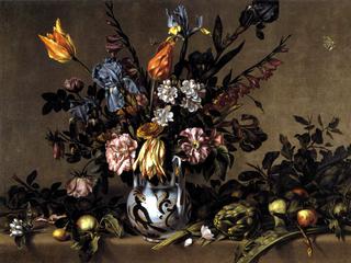 Still-life with Flowers, Artichokes and Fruit