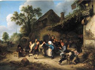 Peasants Carousing and Dancing Outside an Inn
