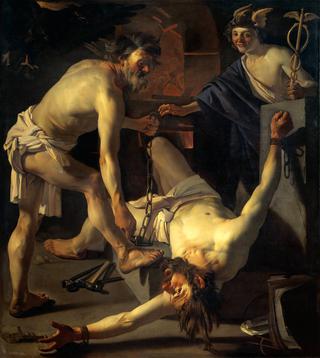 Prometheus chained by Vulcan