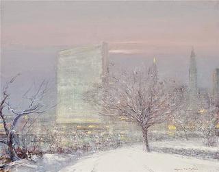 Pink Sky Over the United Nations