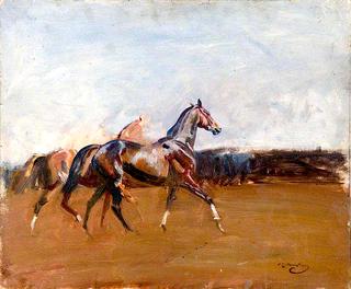 Racehorses in a Landscape