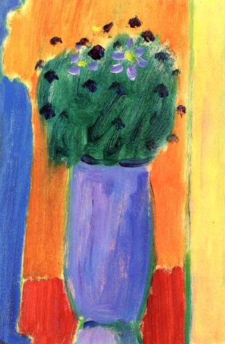 Large Still Life: Flowers in a Violet Vase