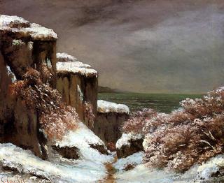 Cliffs by the Sea in the Snow