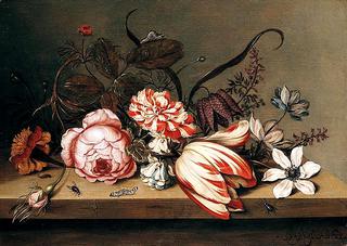 Flower still life on a wooden table