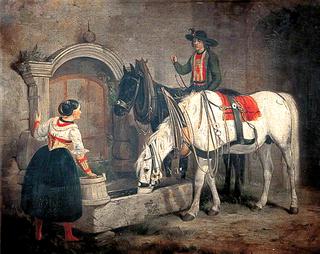 Italians Gossip at a Fountain