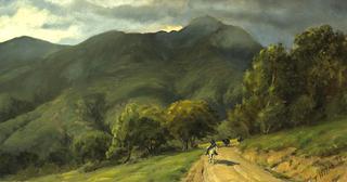 Riders on a path beneath Mt. Tamalpais