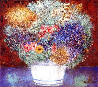 Flowers in a Grey Pot