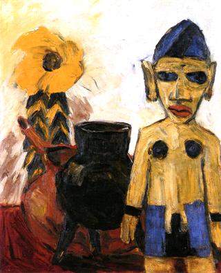 Still LIfe with Wooden Figure