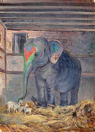 Famous Elephant with Pet Goat, Bhavnagar, Gujarat, India