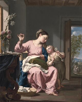 Madonna Sewing with Christ Child