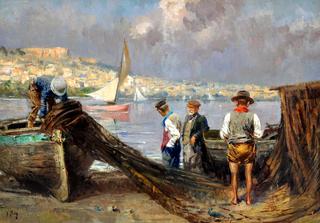 Fishermen Checking Nets