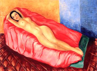 Nude on a Red Sofa