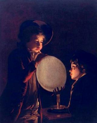 Two Boys by Candelight Blowing a Bladder Maker