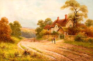 Country Lane with Cottage
