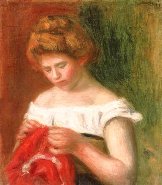 Young Woman Sewing