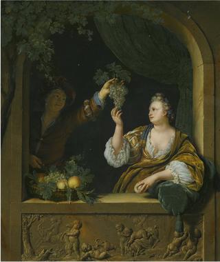 A Gentleman Offering a Lady a Bunch of Grapes