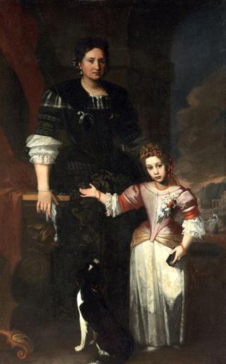 Portrait of a Lady with Her Daughter and Dog