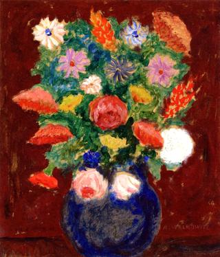 Blue Vase with Flowers