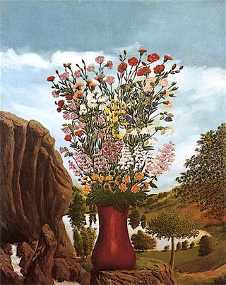 Vase of Flowers on a Rock
