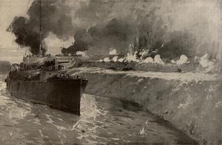 Advance of the Austro-Hungarian torpedo destroyer Scharfschütze into the Corssini Canal on May 24 1915