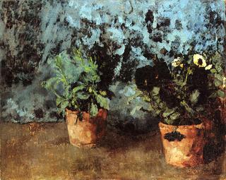 Two Flower Pots with Pansies