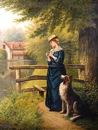 妇女和狗的肖像