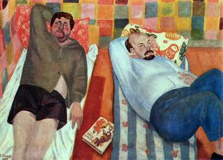 Painters K. Britov and V. Yukin