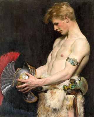 Germanic warrior with helmet