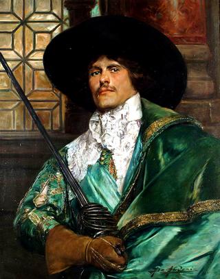 A Cavalier in Green Holding a Sword