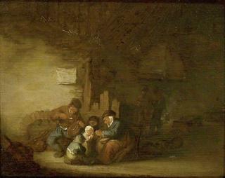 A Peasant Family Eating in an Interior