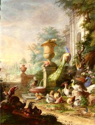 Scene of Exotic Birds in an Imaginary Palace