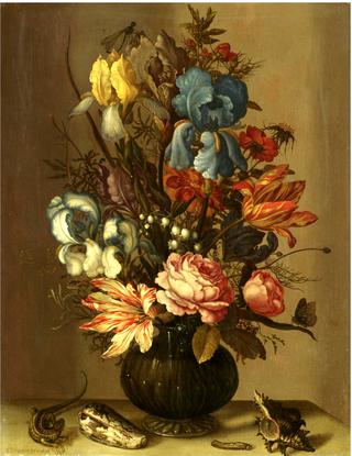 Still Life of Roses, Tulips, Irises, French Marigold, etc.