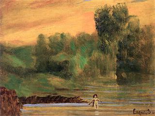 Landscape with Nude Figure by a River