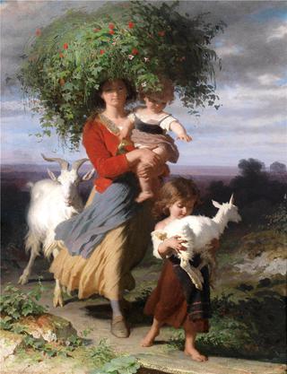 Mother Returning Home with Children