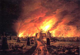 Big fire of 1654 in the Dutch village De Rijp