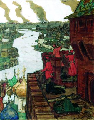 The Attack of Tatars on Moscow, Late XIV Century
