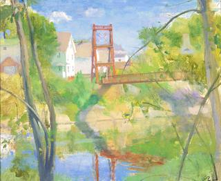 Red Bridge Over River