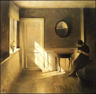 Girl Reading a Letter in an Interior