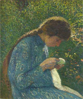 Young Girl Sewing