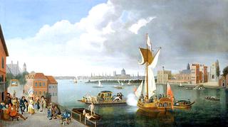 The Thames at Horseferry, with Lambeth Palace and a Distant View of the City, London