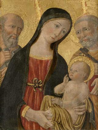 圣哲罗姆和圣彼得之间的圣母子