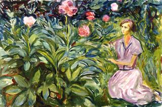 Woman with Peonies