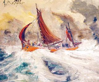 Fishing Boats in a Storm