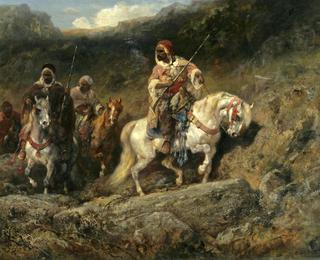 Arab horsemen in a Mountainous Landscape