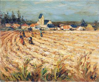 Gleaners in wheat field