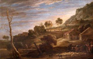 Landscape with Peasants Driving Cattle: Evening